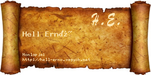 Hell Ernő névjegykártya